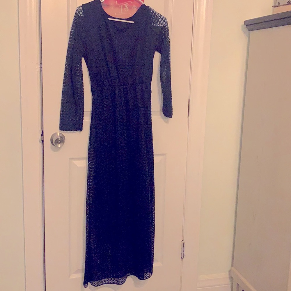 Navy blue lace maxi dress